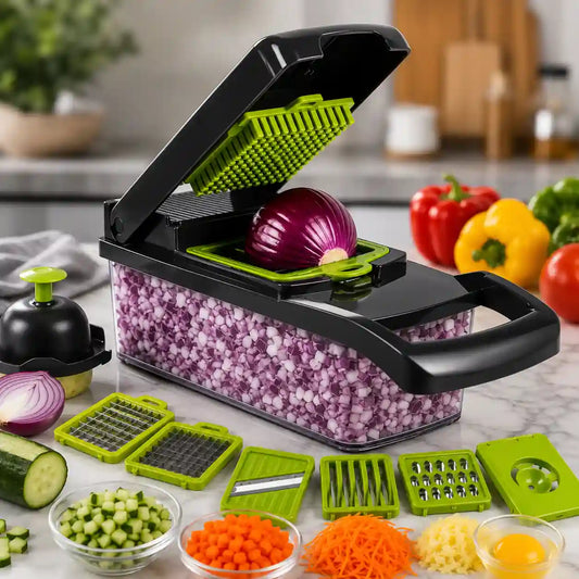 16-in-1 Mandoline Slicer & Vegetable Chopper— Multi-Function Food Cutter, Dicer & Grater