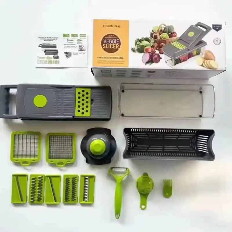 16-in-1 Mandoline Slicer & Vegetable Chopper— Multi-Function Food Cutter, Dicer & Grater