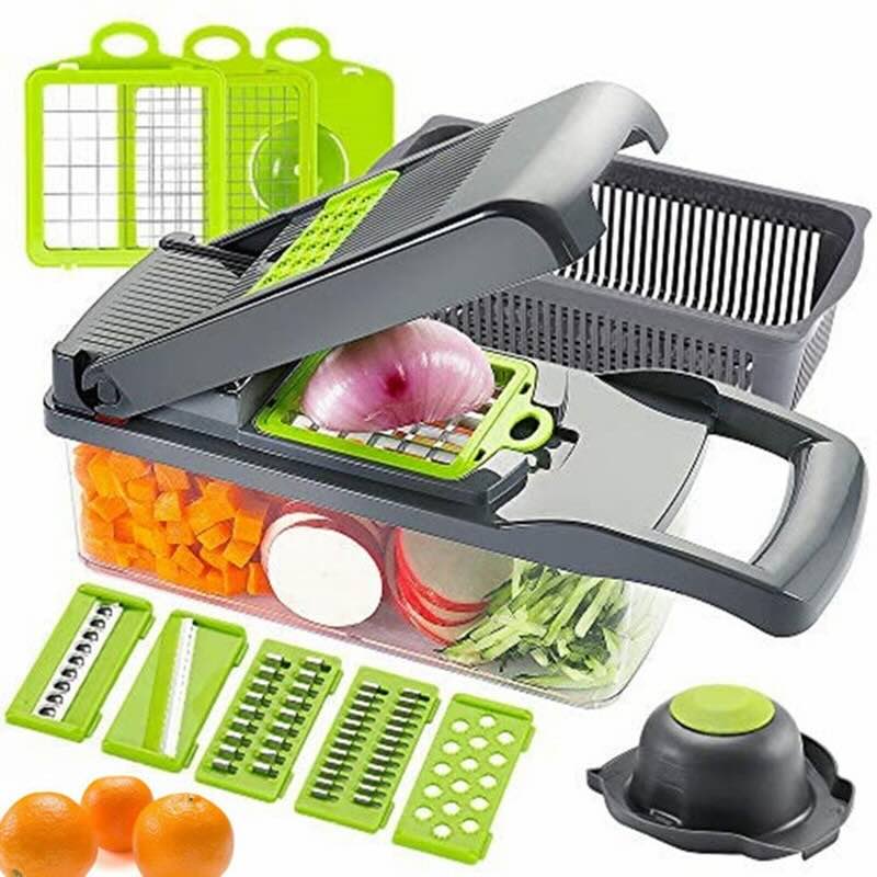 16-in-1 Mandoline Slicer & Vegetable Chopper— Multi-Function Food Cutter, Dicer & Grater